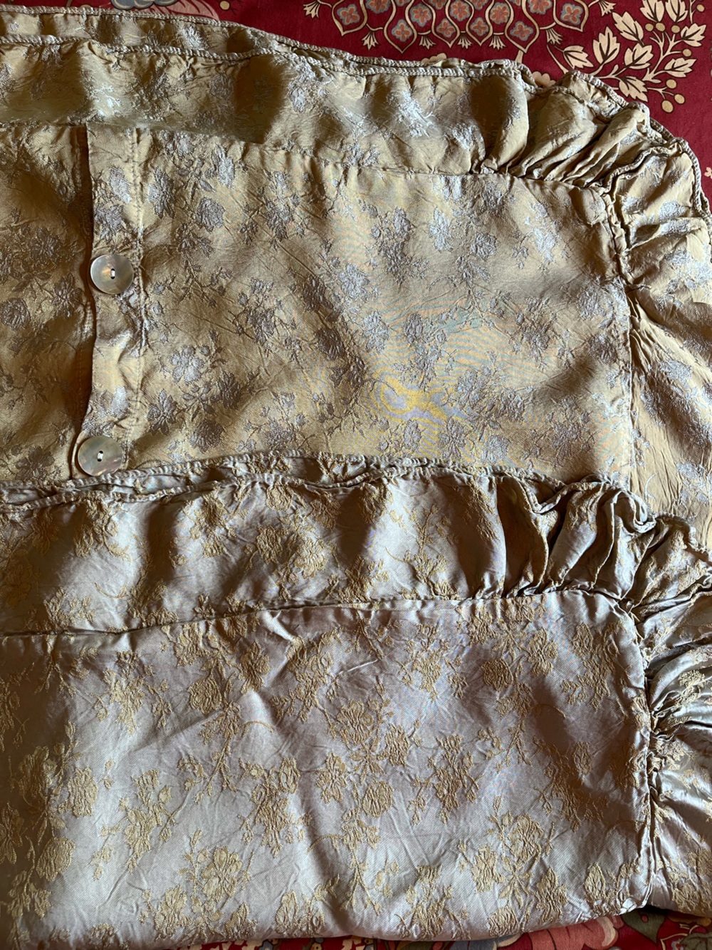Bella Notte Euro Shams (2) Silver/Gold Floral Colette Satin Jacquard NWOT Luxe - Picture 10 of 10